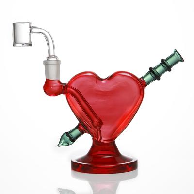 China Factory Direct Sales 2022 New High Borosilicate Eco-friendly Love Red Shape Small Glass Water Pipe Hookah Accept Custom Styles Portable Size for sale