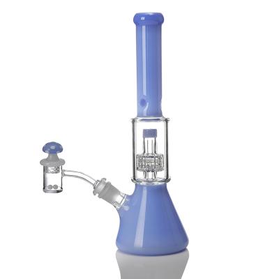 China newest high temperature type eco-friendly borosilicate glass water pipe hookah shisha tire bottle blue classic filter beaker porous e glass bottle for sale