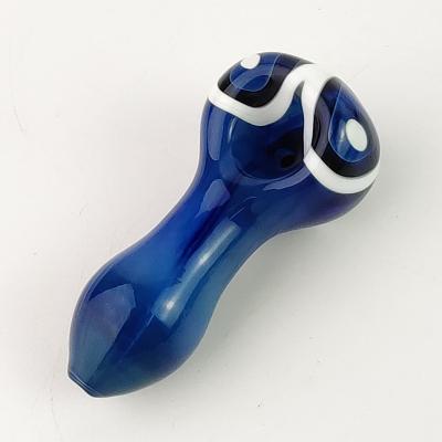 China China factory wholesale new blue borosilicate thick glass tobacco hand pipe custom printed designs are available for sale