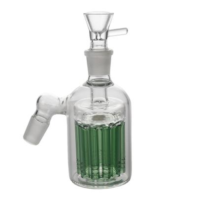 China Hookah Accessories 14mm Hookah Shisha Accessories 14mm Green Glass Porous Ash Receptor 45 Degree Hanging Bottle Factory Wholesales for sale