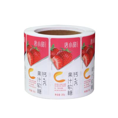 China Waterproof Custom Stamp PP Synthetic Foil Preprint Candy Pack Label Stickers for sale