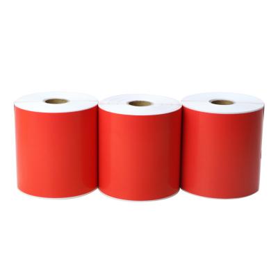 China Waterproof red 100mmx150mm thermal shipping labels for thermal printers for sale