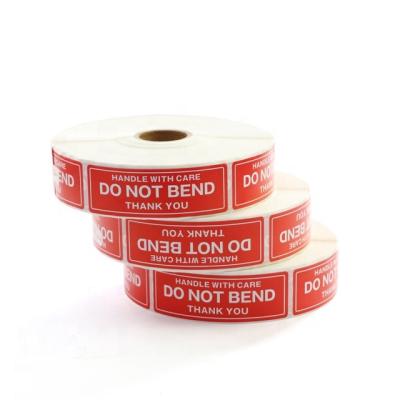 China Waterproof do not bend shipping warning labels, handle with care sticker, 1x3 inch, 1000 labels per roll for sale