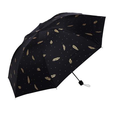 China Contemporary Cute Printing Umbrella Men And Women Folding Umbrella Black Glue Umbrella Dual-Use Sunscreen Anti-UV for sale