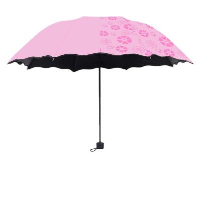 China American Ladies Portable Umbrellas Style Windproof 3-Folding Flowers In Water Changes Color Sun/Rain Anti-UV Umbrella SNO88 for sale