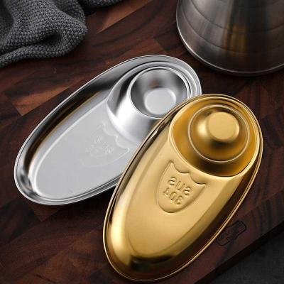 China 2022 Stainless Steel Divider Grid Snack Dish Sauce Dish Sauce Party Sustainable Camping Club Restaurant for sale