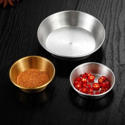 China Sustainable Restaurant Sushi Vinegar Soy Sauce Dish Household Tableware Stainless Steel Sauce Dish for sale