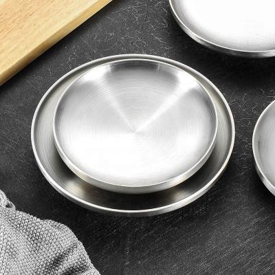 China 2022 Viable Custom Style 304 Round Korean Stainless Steel Tableware Korean Barbecue Dish for sale