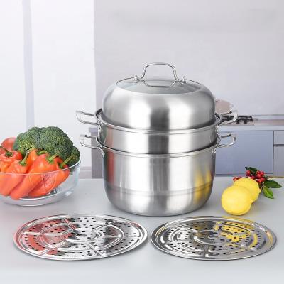 China Large Sustainable Stock Pot Stainless Steel Cookware Steamer For Home Kitchen Cooking Tool Steamer Pot for sale