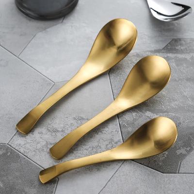 China Sustainable Wholesale Round Chinese Soup Rice Spoon Creative Stainless Steel Palace Spoon for sale