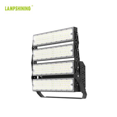 China Stadium Outdoor Area High Efficiency 4000K 5000K 10KV IP66 4 Module 800W LED Anti-glare Black Aluminum Stadium Light For Outdoor Stadium Area for sale