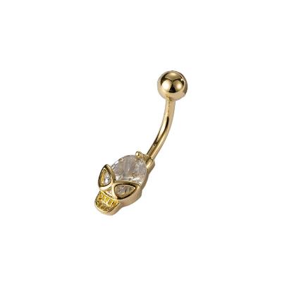 China New FASHIONABLE Zircon Belly Button Ring Puncture Navel Button Ring Skull Navel Nail Stainless steel for sale