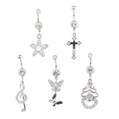 China Fashionable Mixed Color Medical Stainless Steel Navel Belly Button Ring Piercing Factory Jewelry Multi Style Crystal Belly Button Ring for sale