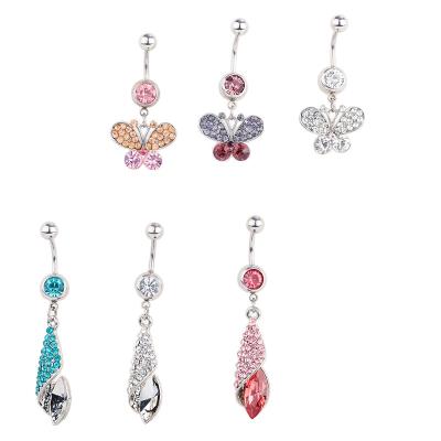 China FASHIONABLE Ring Body Belly Button Jewelry Stainless Steel Alloy Rhinestone Women Girls Navel Piercing for sale