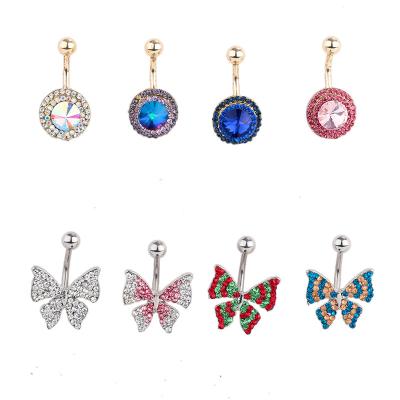 China NEW FASHIONABLE Stainless Steel Belly Button Ring Drape Butterfly Shiny Belly Piercing Navel Ring Body Jewelry for sale