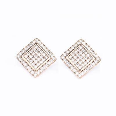 China CLASSIC high sense of the central institute of statistics square female wind earrings zircon temperament wild net red earrings for sale