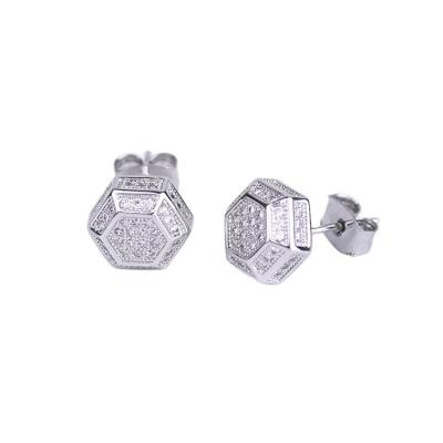 China 2022 CLASSIC Mens Stainless Steel Brass Ear Studs Exquisite Fashion Geometric Zircon Hip Hop Ear Studs for sale