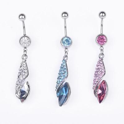 China FASHIONABLE Silver Luxury Alloy Belly Button Nailing Designer Rhinestone Band Belly Ring for sale