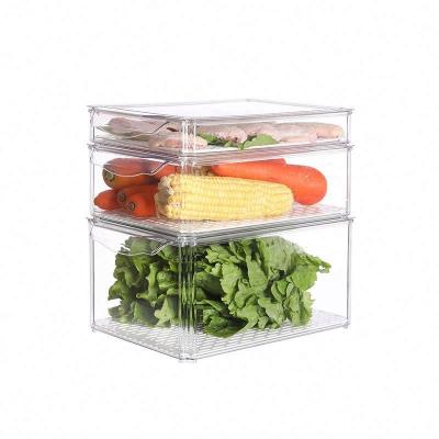 China Freshness Preservation Bpa-Free Clear Set Of 4 Plastic Refrigerator Pantry Organizers Bins For Freezer And Pantry Kitchen Cabinets for sale