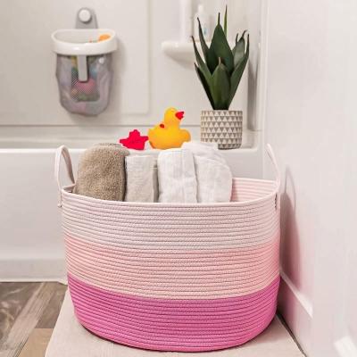 China Sustainable Hot Selling High-Quality Decorative Storage Basket Warehouse Storage Large Cotton Rope Basket for sale