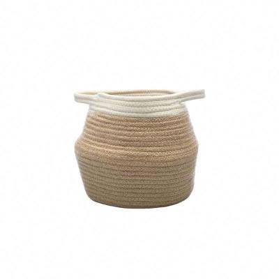 China Sustainable Small Durable Cotton Rope Sundry Storage Basket Support To Be Customized for sale