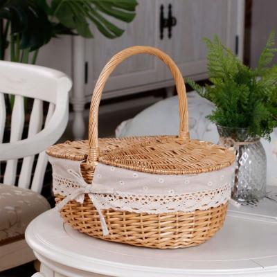 China Sustainable Cheap Handmade Wholesale Wicker Picnic Basket For Sale for sale