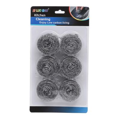 China Sustainable 6PCS Blister Card Packing Kitchen Cleaning 430 Stainless Steel Scrubber for sale