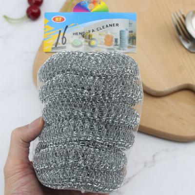 China 16g Sustainable 6PCS Galvanized Steel Wire Ball Mesh Scourer Cleaning Ball for sale