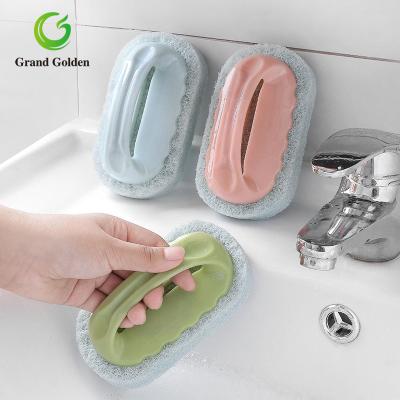 China Sustainable Oval Home Kitchen Pads Scrubbing Brush With Handle Grip Cleaning Scrub for sale