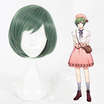 China A3 Anime Cosplay Hair Synthetic Wig Yuki Rurikawa Cosplay Wig 32cm Short Straight Green For Woman 336D for sale