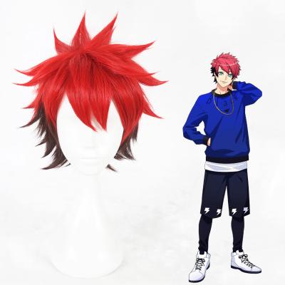 China A3 Straight Taichi Nanao Cosplay Wig 32cm Short Red&Brown Mixed Anime Cosplay Hair Synthetic Wig For Man 336E for sale