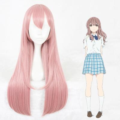 China Straight A Silent Pink Straight 335B Anime Cosplay Hair Synthetic Wig Shoko Nishimiya Cosplay Wig 75cm Voice for sale