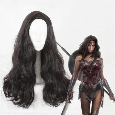 China Diana Prince Synthetic Anime Cosplay Wonder Woman Wig 65 Black Straight Peruca Cosplay Wig Long Curly Wig CS-337A for sale