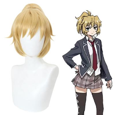 China Wholesale Straight Short Blonde Wigs 30cm Mayuko Nise Peluca Synthetic Anime Invasion Wig Cosplay Hair With Ponytail for sale