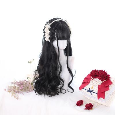 China Wholesale 65cm Body Wave Long Wave Black Wig Anime Peluca Halloween Party Synthetic Lolita Wigs For Women Hair for sale