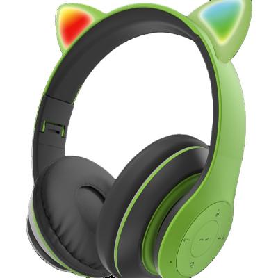 China Wholesale Low Price Headband Quality Cat Ear Wireless Headphones High Wireless Connection Cute Sound Style With LED Light Cat Headset for sale