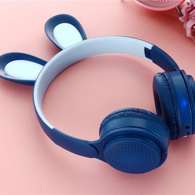 China New Earphone Cute Rabbit Ear Earphone LED Kids Headset Wireless Earphone With Shiny Five-Treated Star Profile for sale