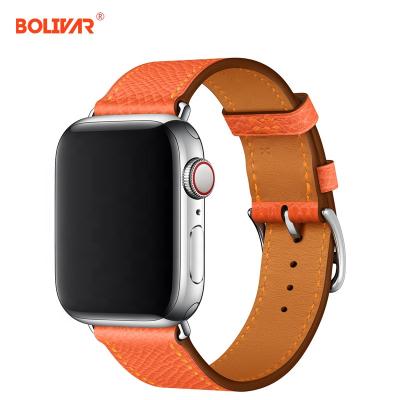 China Genuine Leather Herms Style Genuine Leather Watchband For Apple Watch Band Crocodile Style 38mm/40mm/42mm/44mm iWatch Band for sale