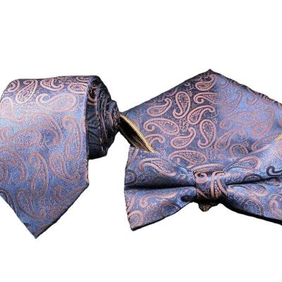 China Normal Wholesale Thin Tie Band Tartan Bow Tie Handkerchief Set Wedding Neckerchief Ties Men for sale