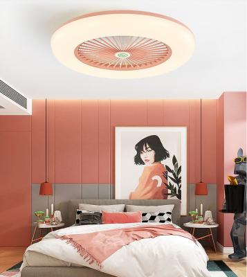 China Modern Modern Circular Ceiling Fan Light Up Smart Remote Control And Tmall Genie Ceiling Fan Tri Gear 72W 55cm Dimmable Bedroom Fan for sale