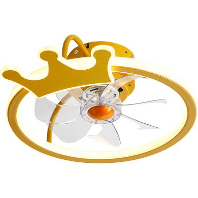 China Luxury Modern Children's Lamp 124w Modern Newcomer Crown Ceiling Fan Ultra Quiet Ceiling Fan Light for sale