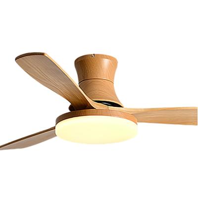 China New Design Household Fan 3 Color Wooden Ceiling Fan Modern Style Custom Wood Fan Light Solid Wood Blades For Living Room for sale