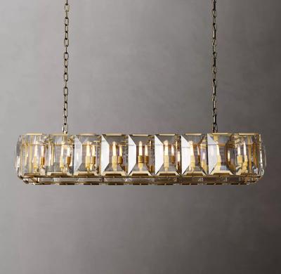 China Modern Modern Clear Crystal Rectangular Gold Chandelier Customized Pendant Lamp for sale