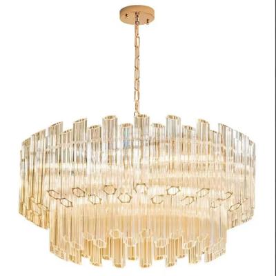 China Creative post-modern minimalist bedroom modern luxury clear bedside glass tube living room chandelier for sale