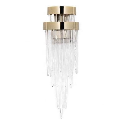 China Modern Minimalist Modern Postmodern Luxury Shaped High End Designer Water Flow Crystal Wall Lamp for sale