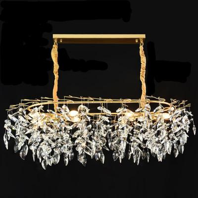 China Traditional Gold Oval Round Crystal Lamp Modern Luxury Lighting Large Led Chandeliers Fixtures Living Room Hanging Chandelier for sale