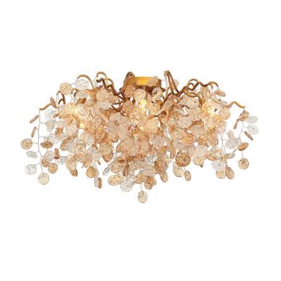 China Traditional luxury post-modern bedroom lamp living room copper gold branch lamp creative ceiling chandelier for sale