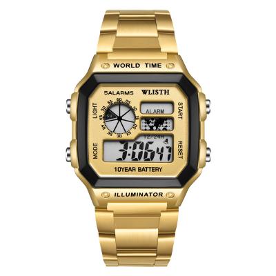 China Fashion Men Automatic Date Sports Electronic Casual Square Digital Watch Gold Alloy Waterproof Digital Watch for sale