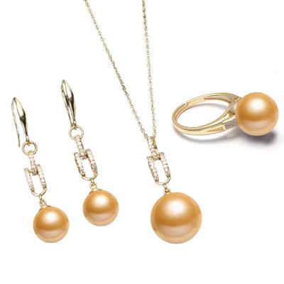 China 2022 Fashionable Two Types Environmentally Friendly Wear Pearlescent 925 Sliver Jewelry Set Gold Plated for sale