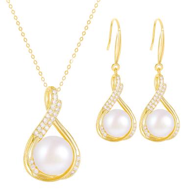 China Wholesale Ring Earrings Environmental Friendly Necklace Sets New Fashion 925 Sterling Silver Real Freshwater Pearl Jewelry Sets for sale